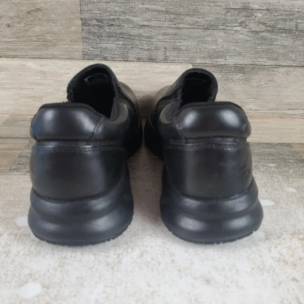 KURU KIVI 2 Womens Work Shoes Sz 7.5 W Jet Black Leather Slip‎ On Round Toe